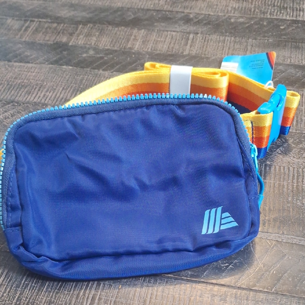 Navy Belt Bag with Multicolor Strap